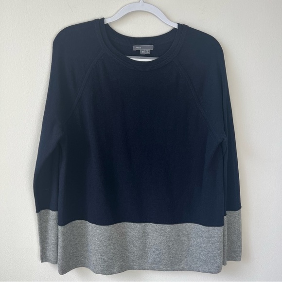 Vince 100% Cashmere Colorblock Crew Neck Sweater - Picture 1 of 7